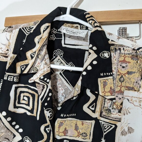 Conrad C Patterned Blouse and Skirt Set Beige Black VINTAGE Size Medium - Picture 2 of 6